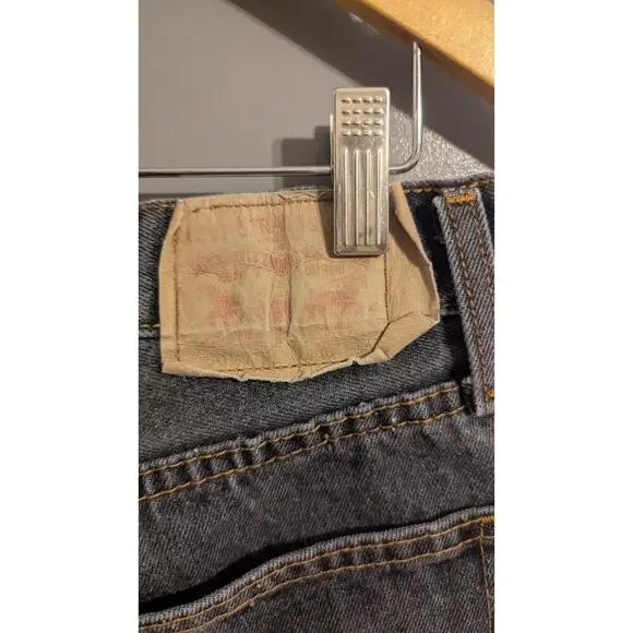 Levis 501 Jeans Mens 36x30 Pants Black Wash Workwear Faded Button Fly #499 - Picture 12 of 14